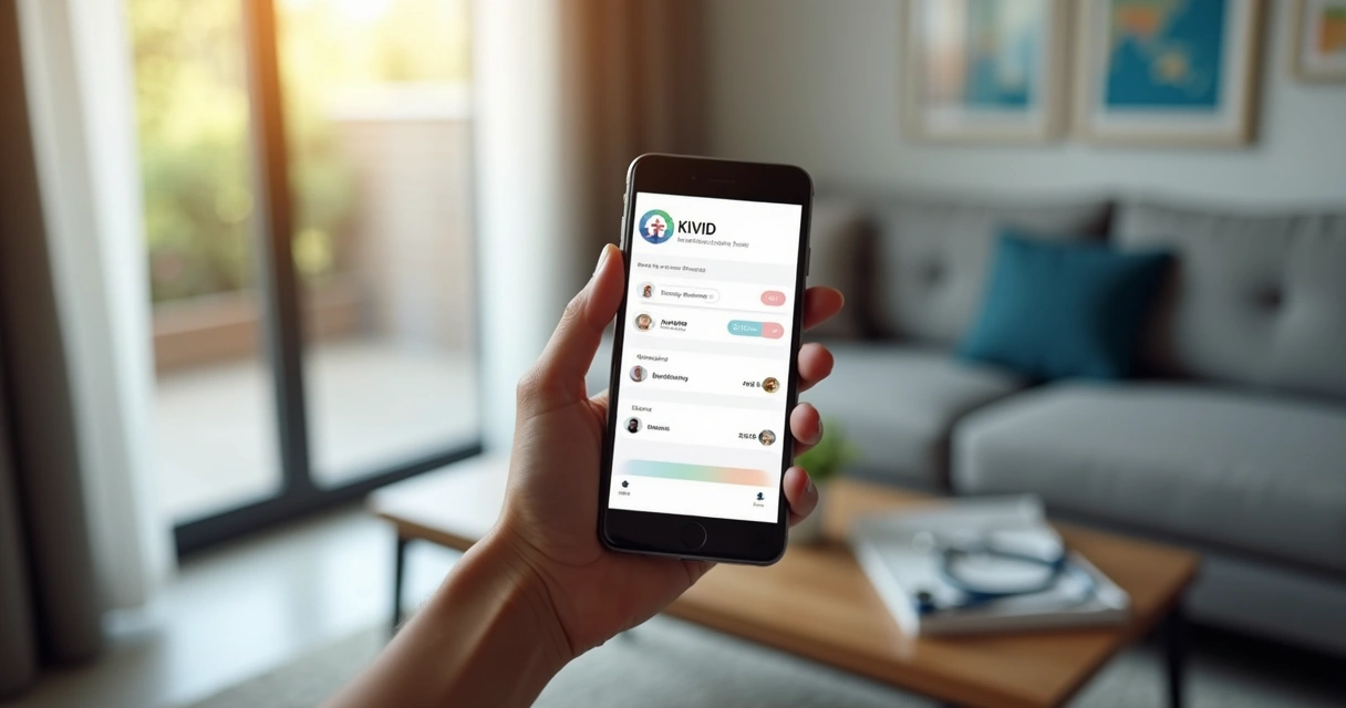 Pessoa usando celular para agendar consulta no app Kivid 