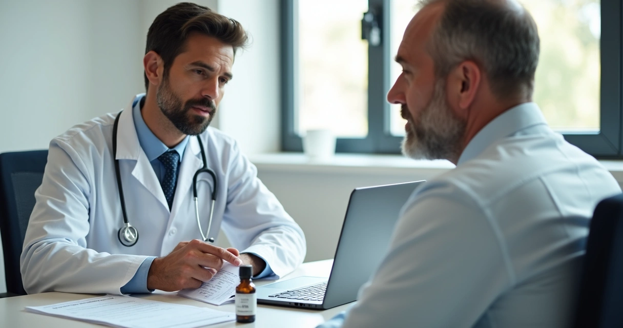 Paciente em consulta médica discutindo uso de CBD 