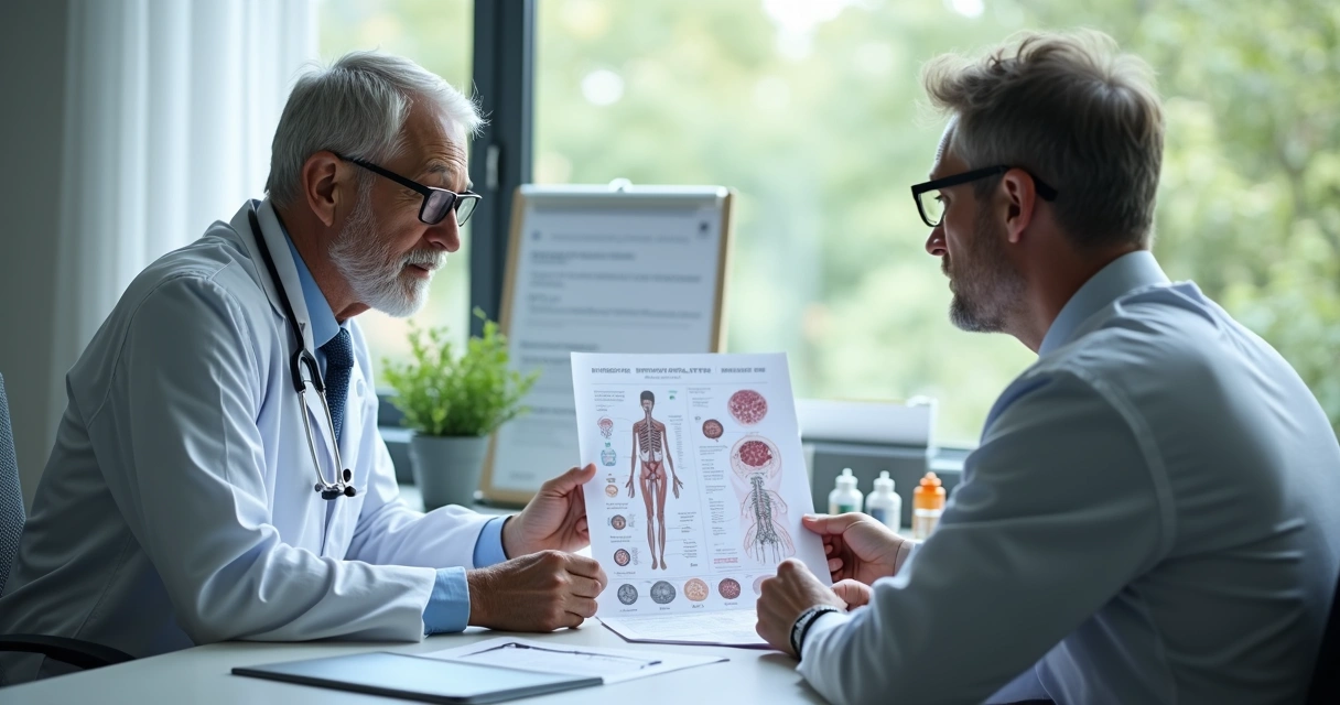 Médico atendendo paciente com doença autoimune