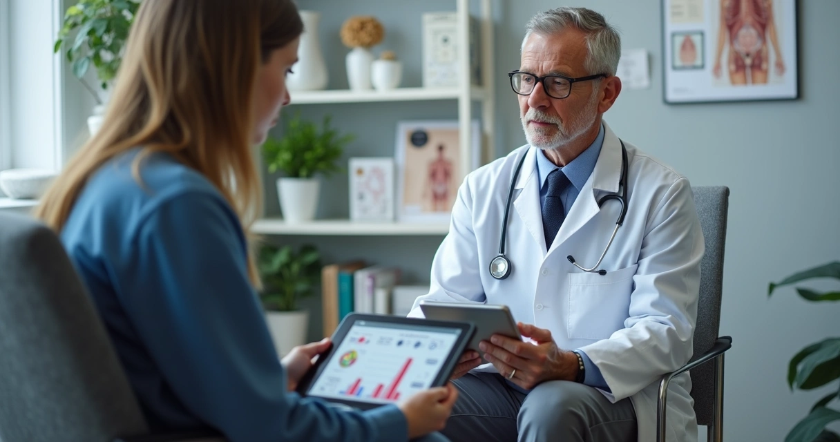 Médico examinando paciente em consulta para doença crônica 