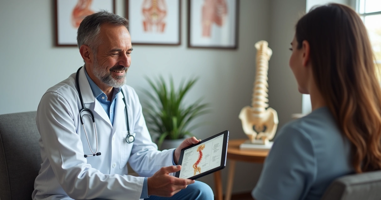 Médico conversando com paciente sobre opções de tratamento para dor crônica 