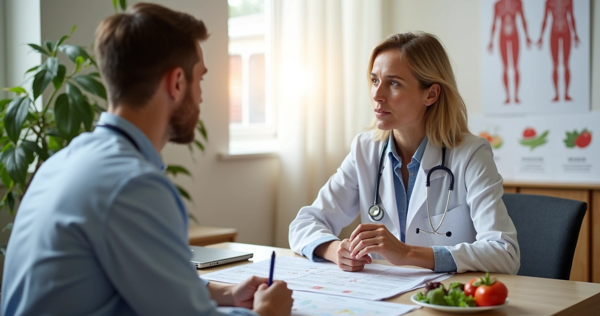 Consulta médica focada em planejamento de emagrecimento 