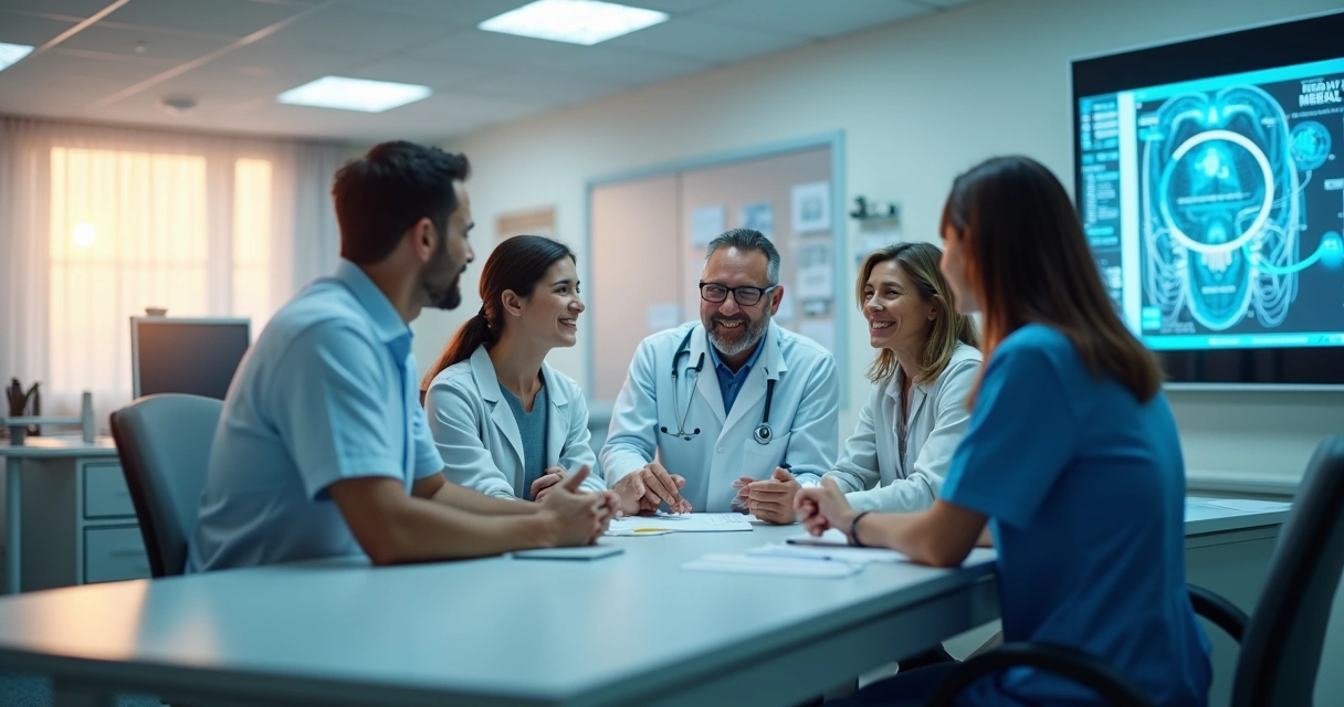 Família conversa com médico em consultório