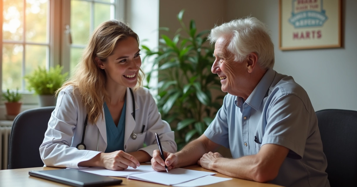Médico faz anotações durante consulta humanizada 