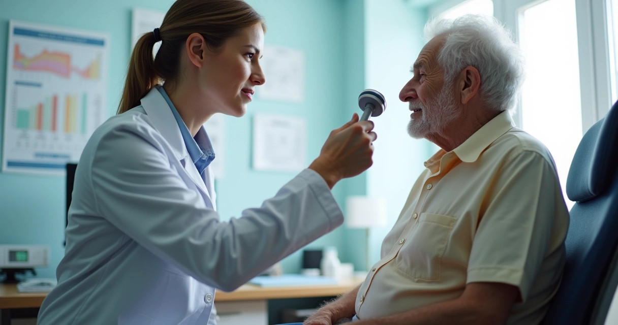 Consulta médica idoso com exame de reflexos