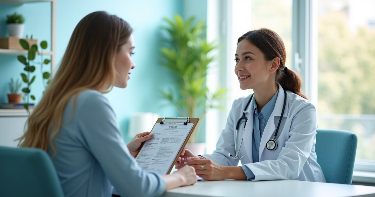 Paciente sentado em consultório médico conversando com infectologista
