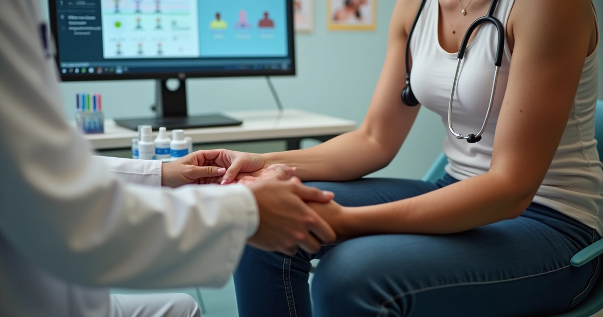 Médico realizando consulta com paciente com dificuldades de locomoção 