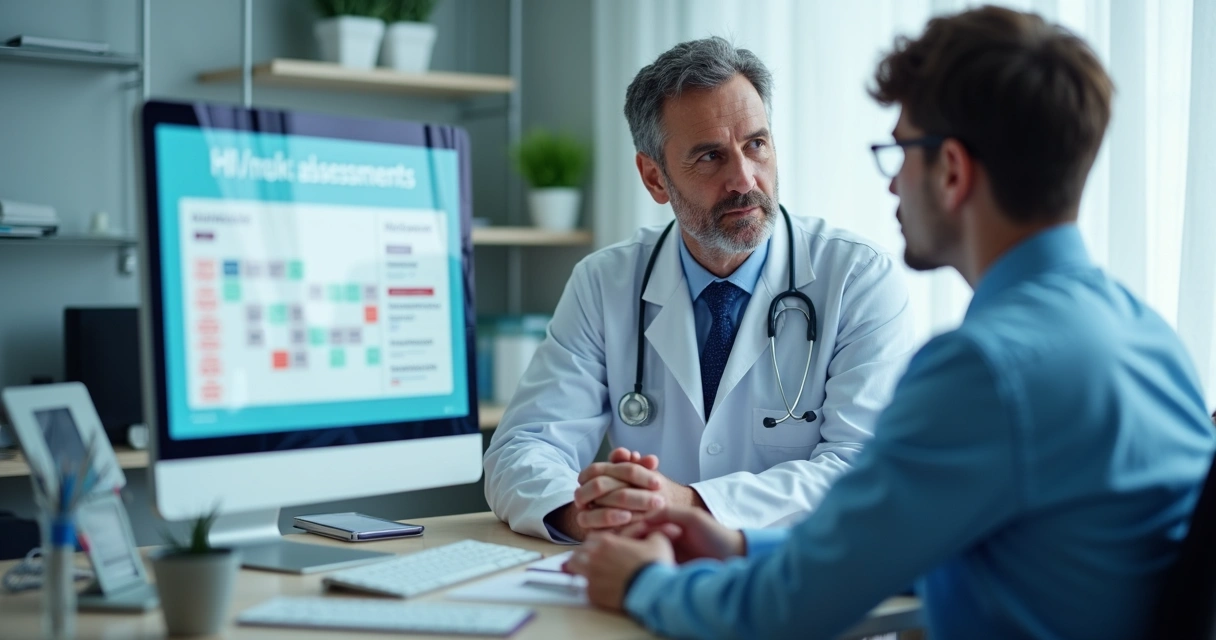 Profissional da saúde avaliando paciente para PEP