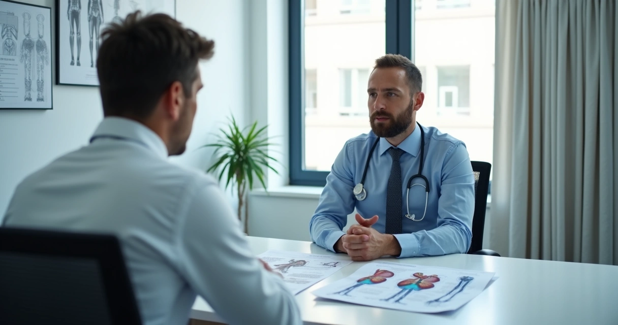 Pessoa conversando com médico em consultório sobre PrEP