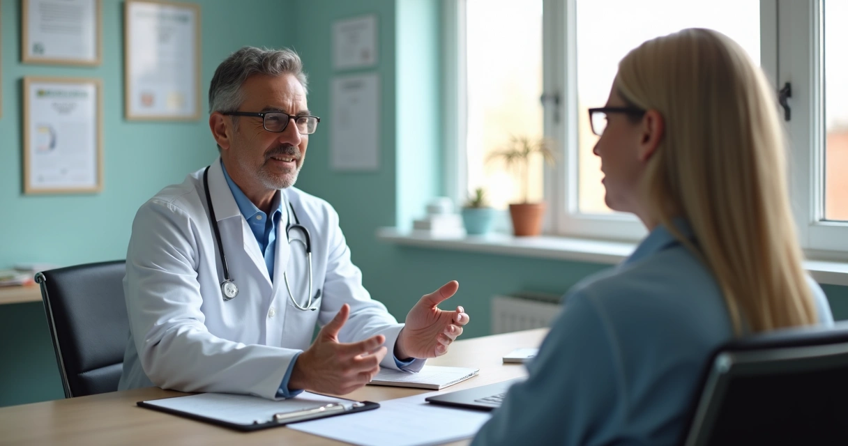 Paciente em consulta médica sobre alternativas para tosse 