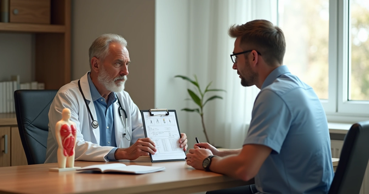Homem consultando médico para avaliação de testosterona
