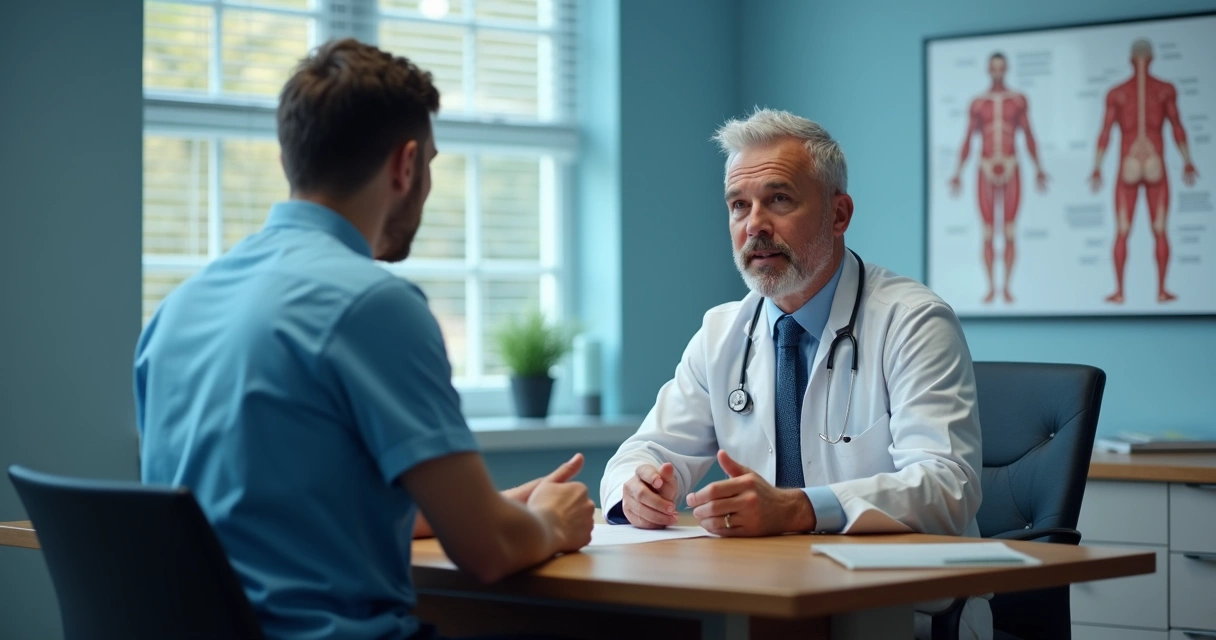 Consulta médica entre homem e urologista 