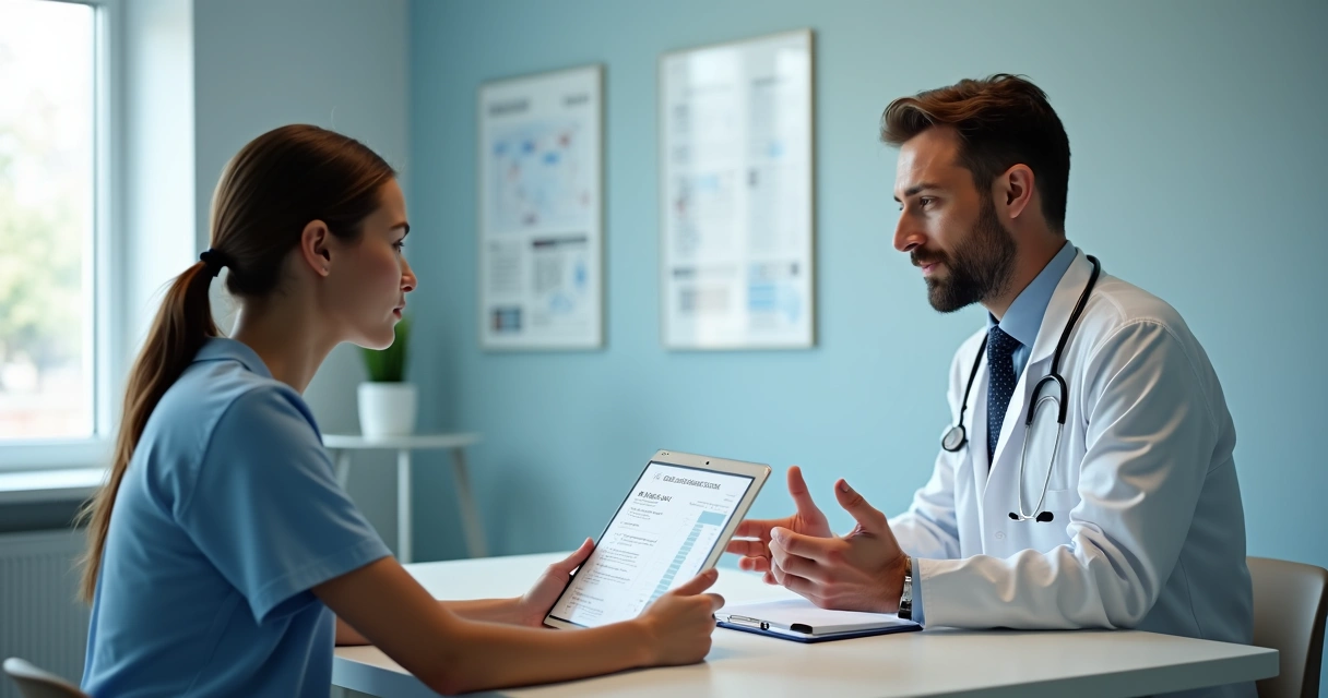 Paciente e médico discutindo PrEP no consultório