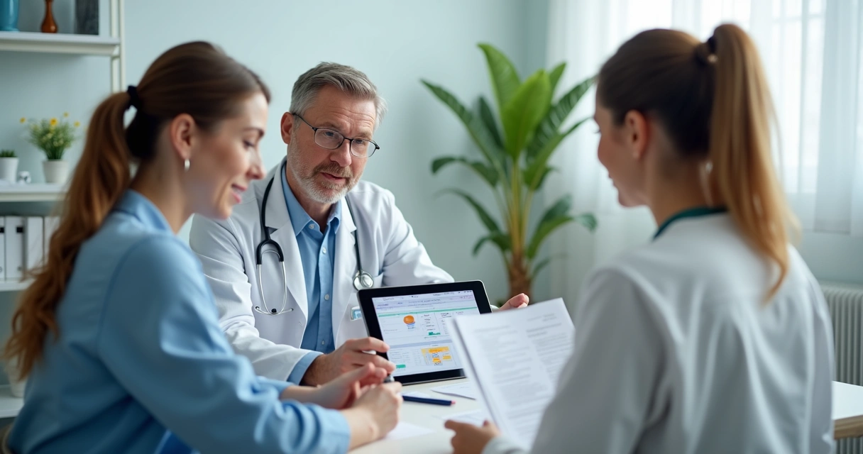 Consulta com equipe multidisciplinar composta por médico e nutricionista 