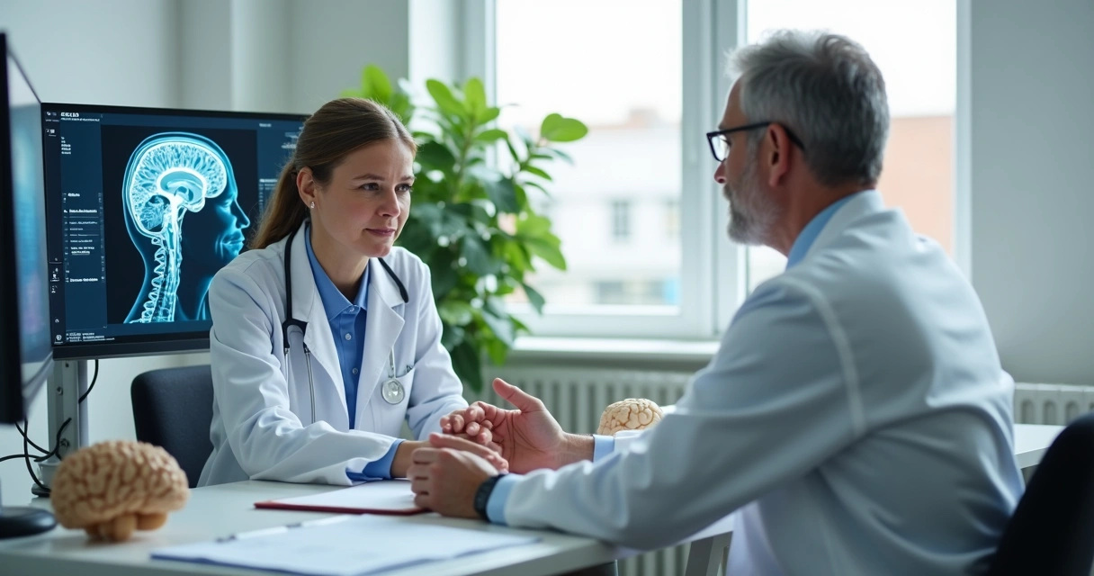 Paciente em consulta médica com neurologista 
