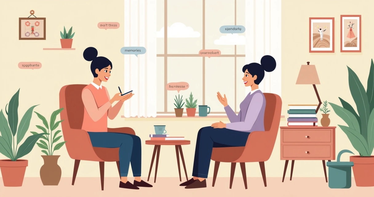 Consulta de neuropsicologia em um ambiente acolhedor, com um paciente e terapeuta interagindo.