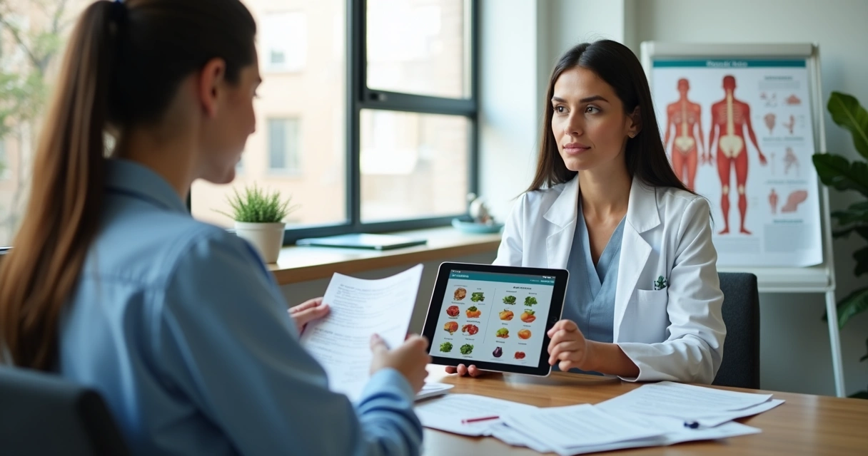 Nutricionista atendendo paciente sobre cirurgia bariátrica 