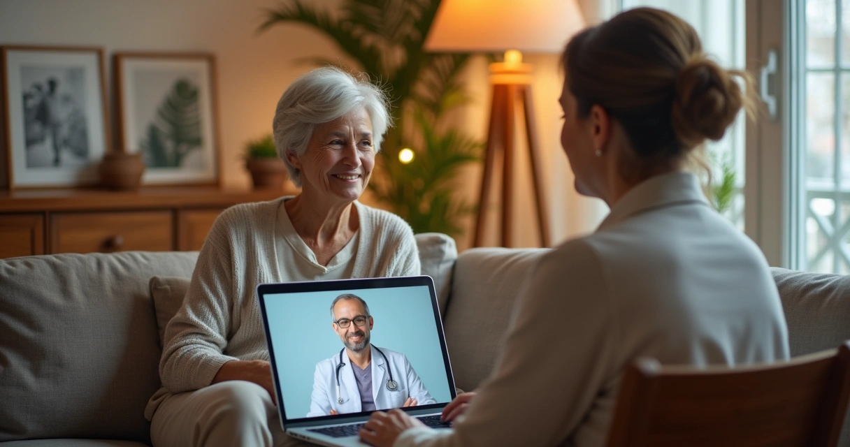 Paciente realizando consulta médica online com oncologista 