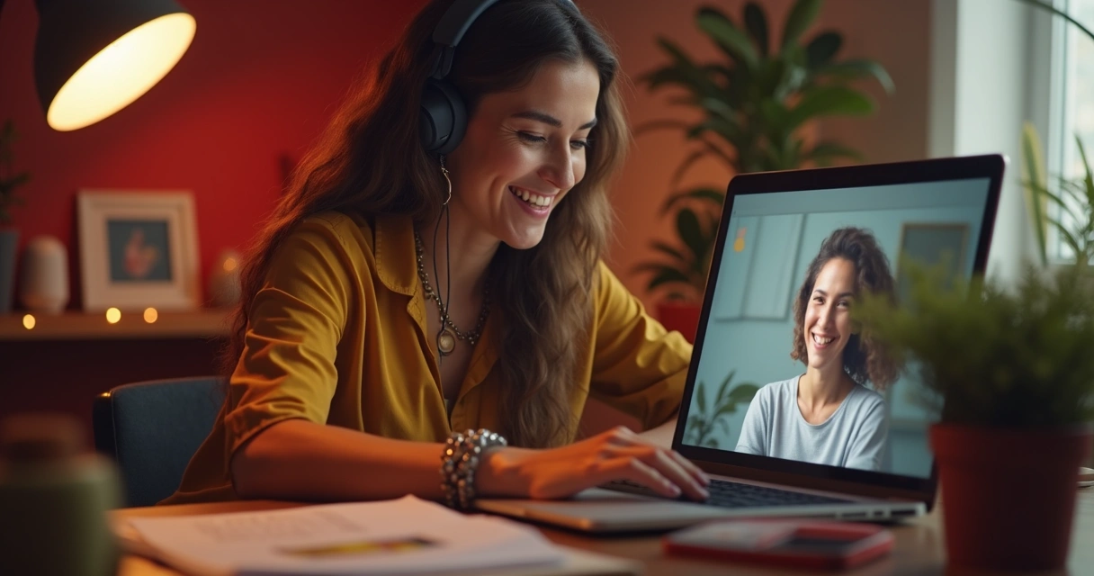 Consulta online de baralho cigano para o amor com consultora sorrindo