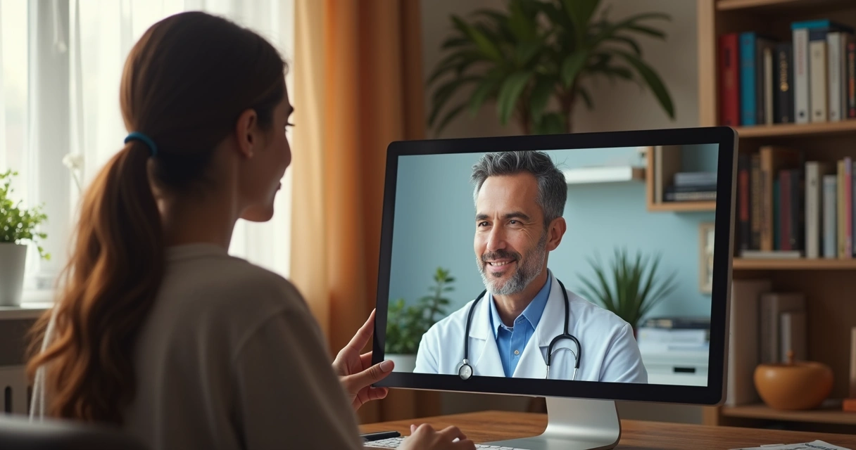 Médica e paciente brasileira em videoconferência durante consulta online 