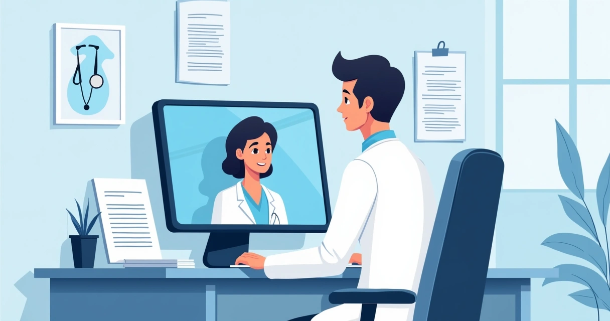 Médico em consulta online com paciente via videoconferência 