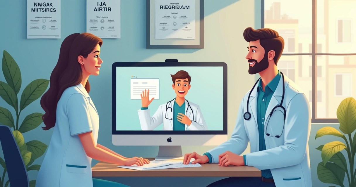 Médico em consulta online conversando com paciente em sua língua nativa