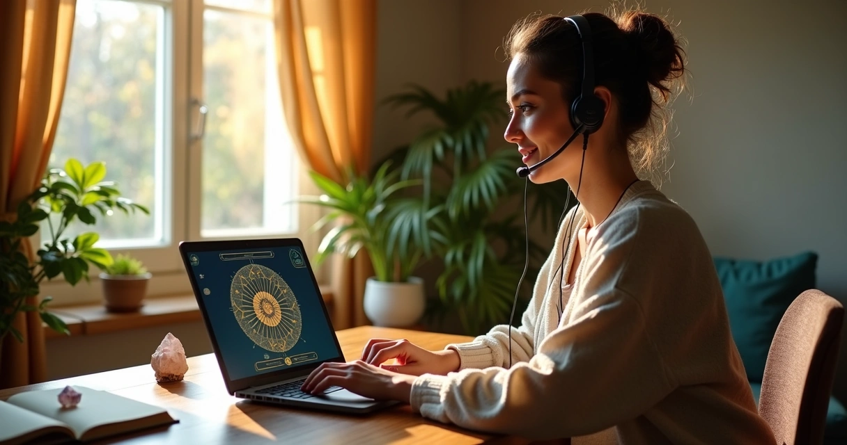 Ambiente seguro de consulta online com tarotista 