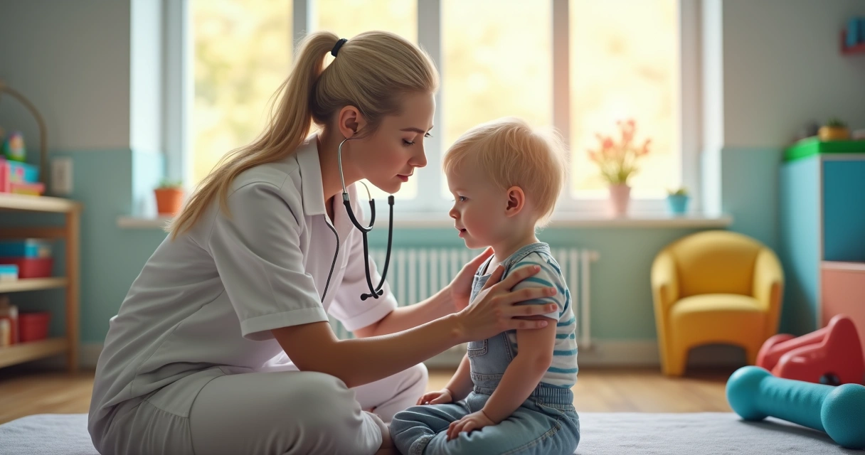 Médica examinando couro cabeludo de criança 