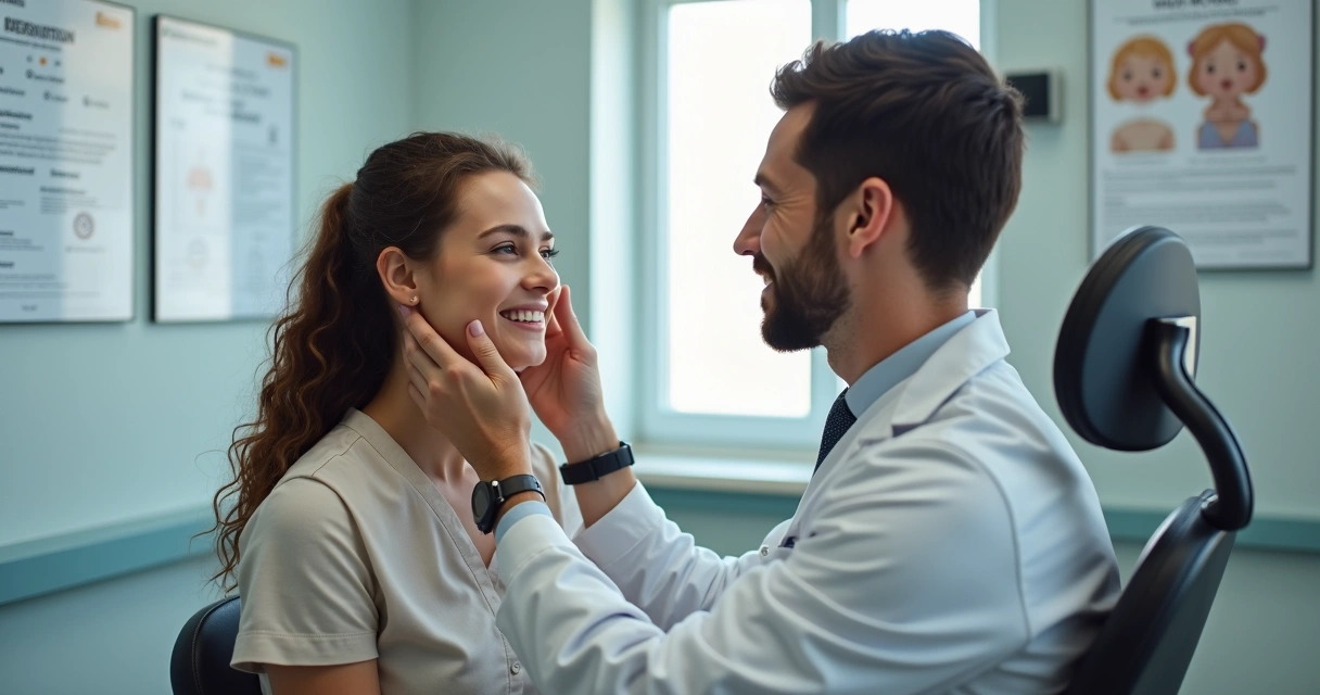 Consulta pós-procedimento em consultório dermatológico 