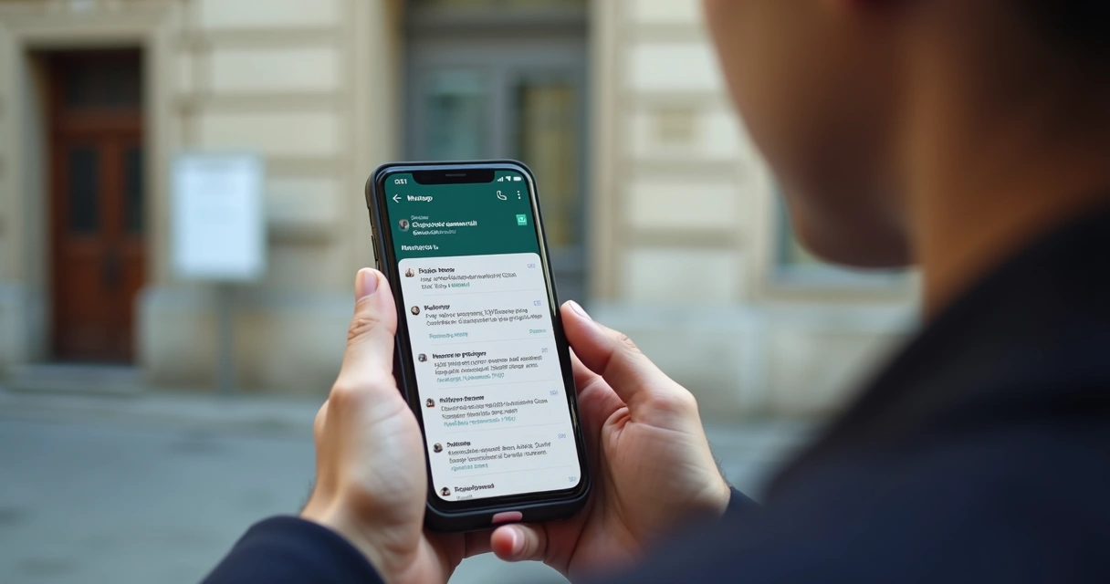 Cidadão consultando projeto de lei da Câmara pelo WhatsApp no celular 