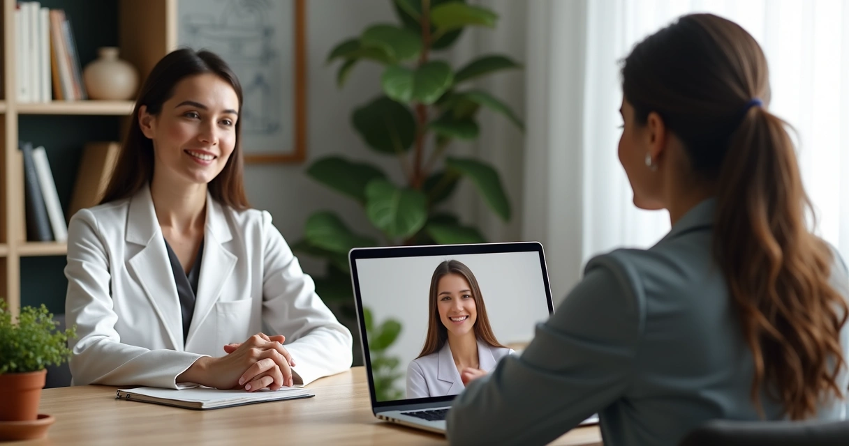Psicanalista e paciente conversando em videoconferência