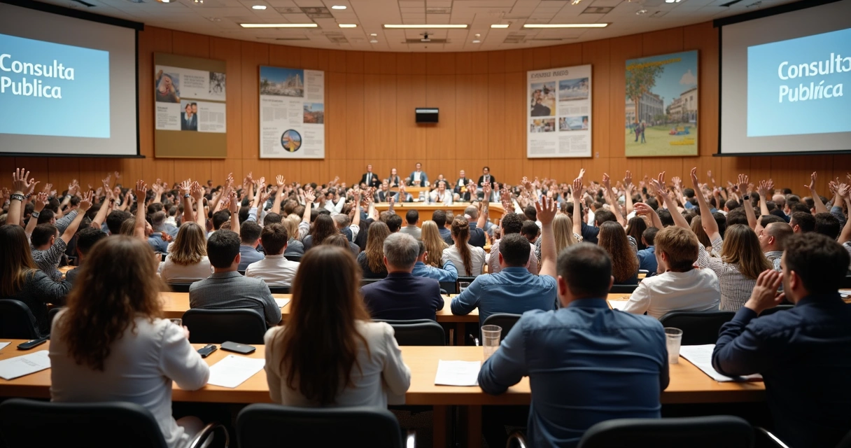 População reunida na câmara participando de consulta pública
