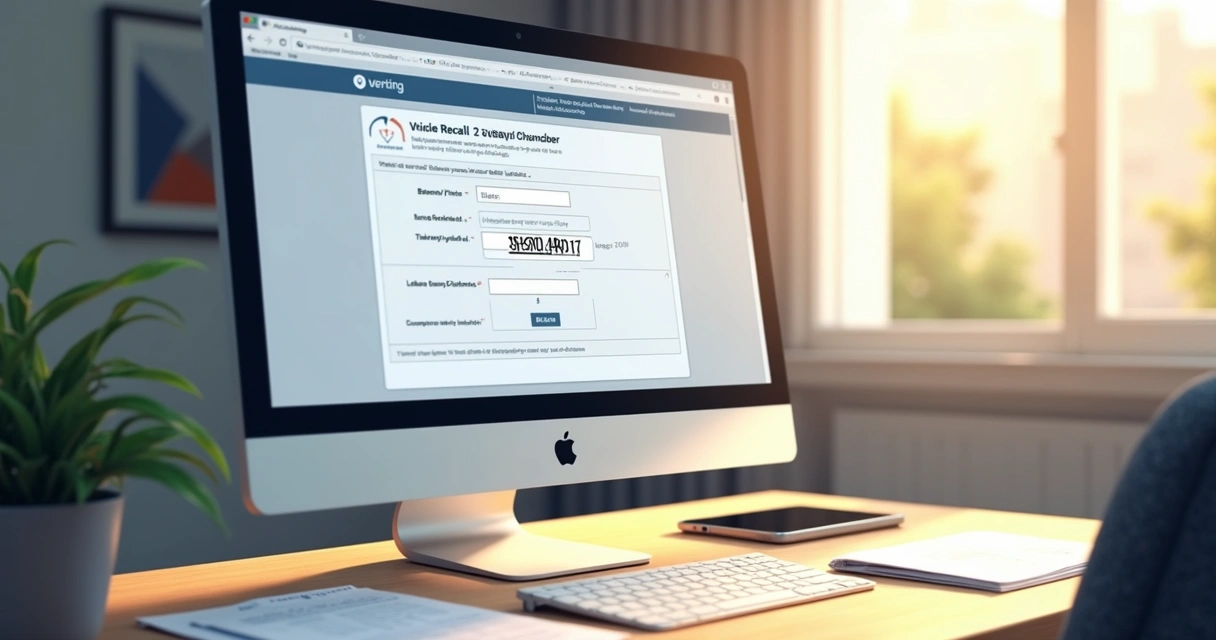 Tela de computador mostrando consulta de recall pelo site com número da placa 