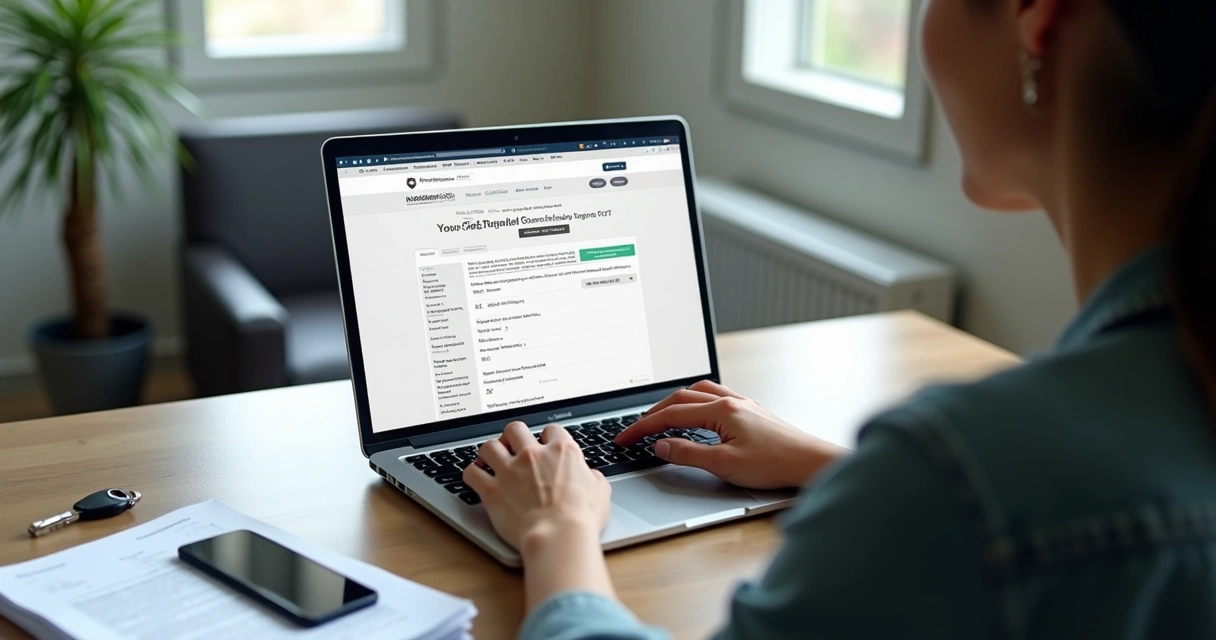 Pessoa usando notebook para consultar Renavam em site oficial 