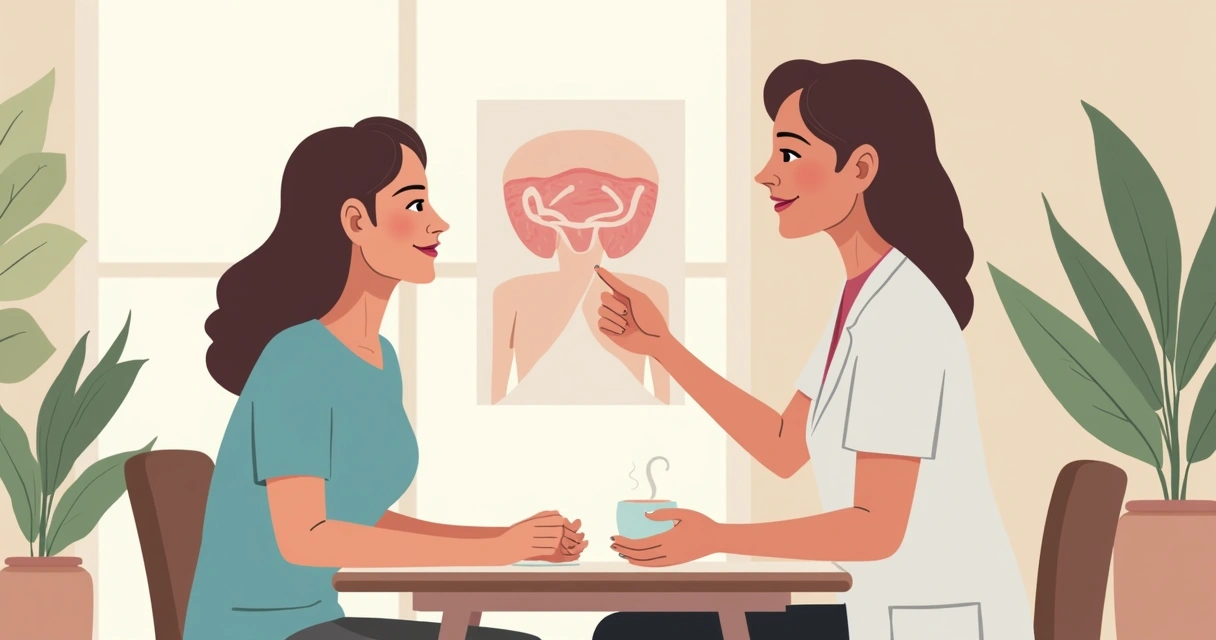 Paciente em consulta de retorno em clínica de estética, conversando com especialista 