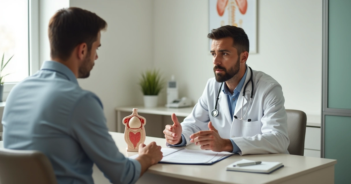 Homem em consulta médica de saúde íntima 