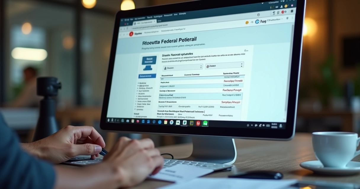 Tela de computador mostrando site da Receita Federal com campo de consulta do Simples Nacional.