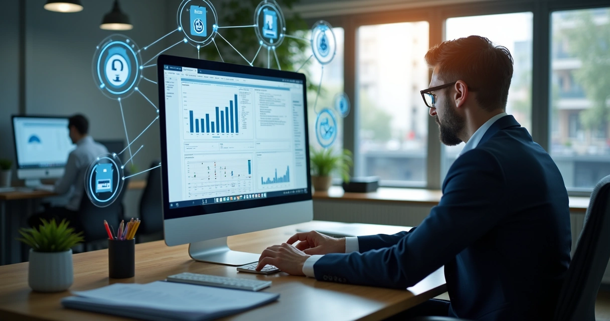 Pessoa usando computador para consultar dados fiscais online 