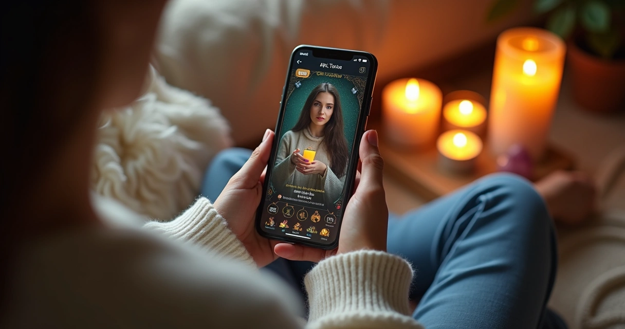 Pessoa recebe orientação de taróloga no celular 
