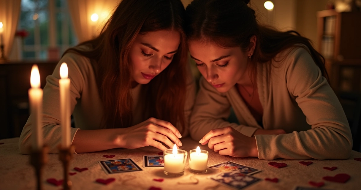 Casal consultando tarot olhando cartas
