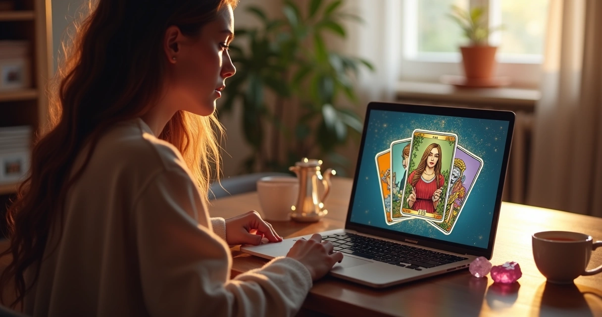 Consulta de tarot online ao vivo no computador 