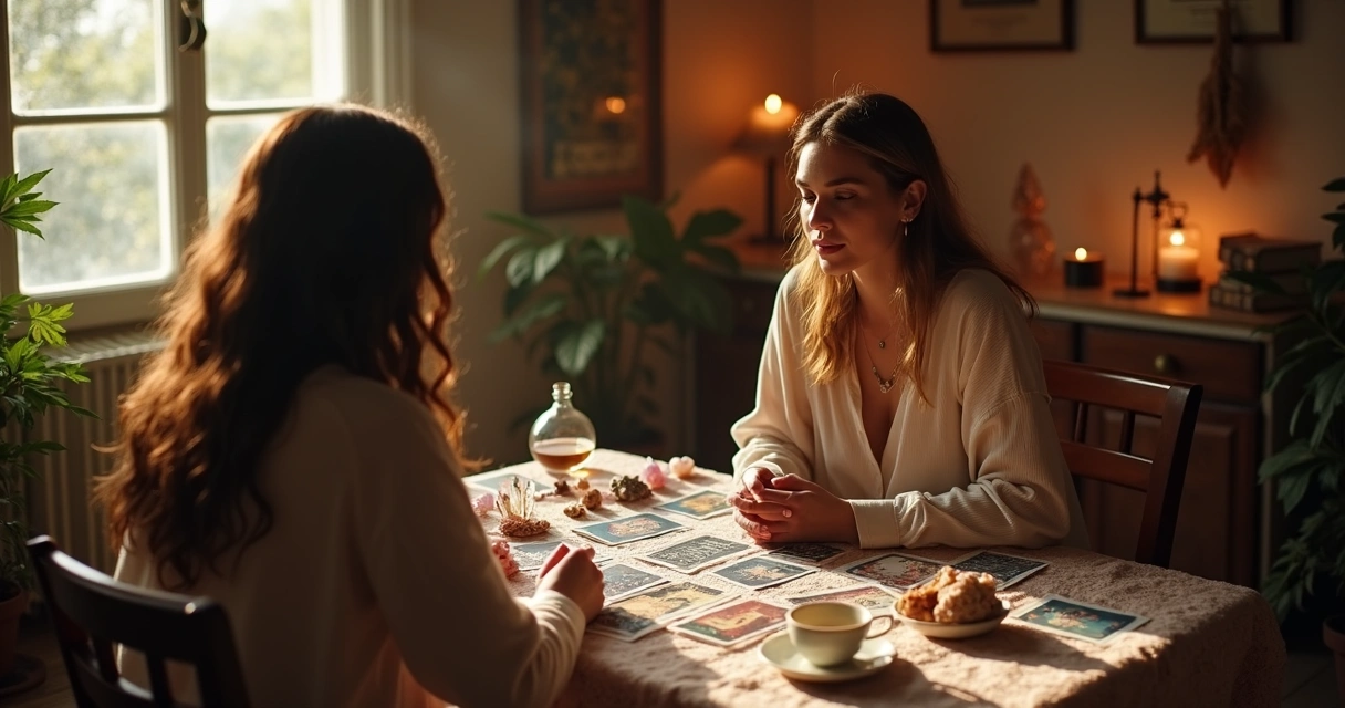 Consulta de tarot presencial com duas pessoas 
