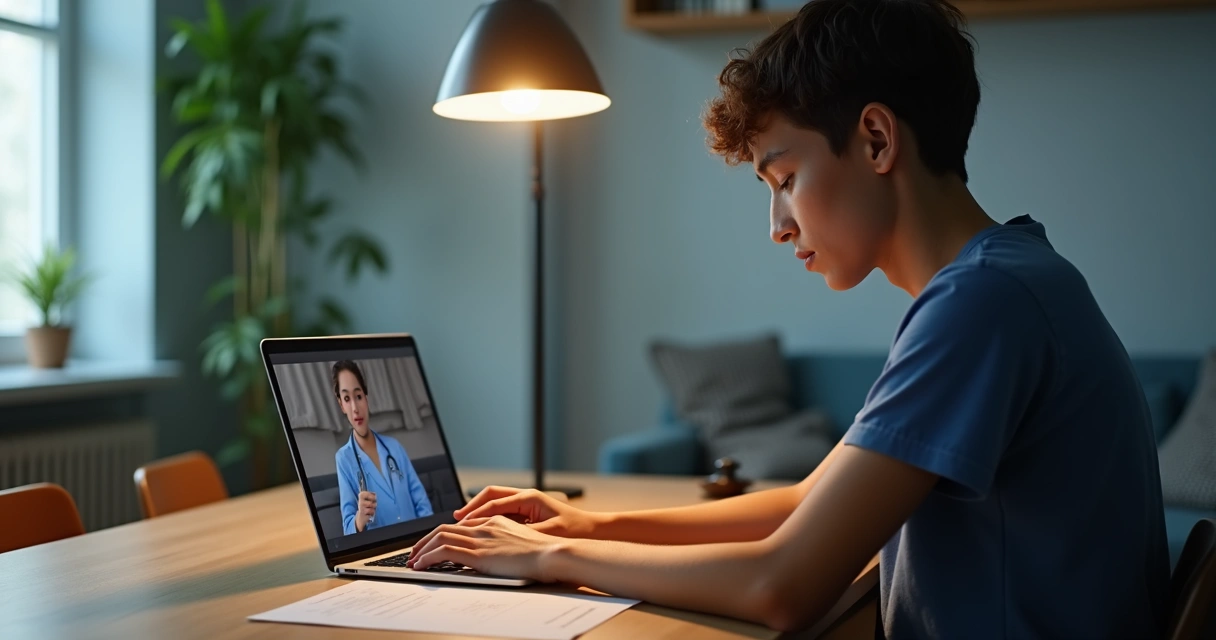 Consulta de telemedicina sobre PrEP via notebook