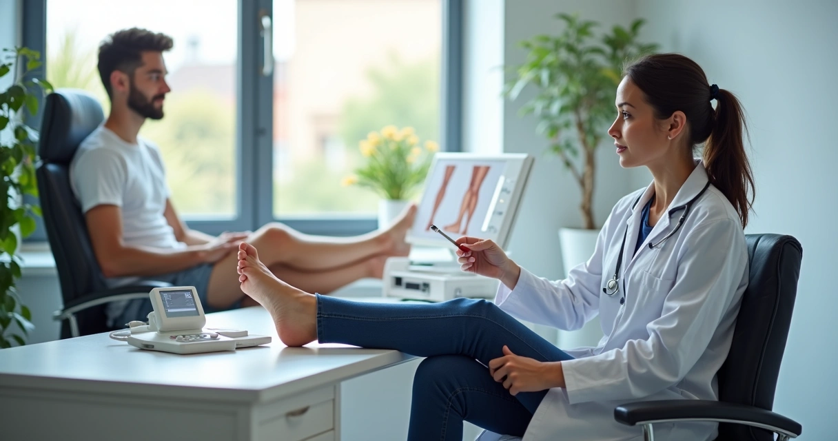 Paciente em consulta vascular para varizes 