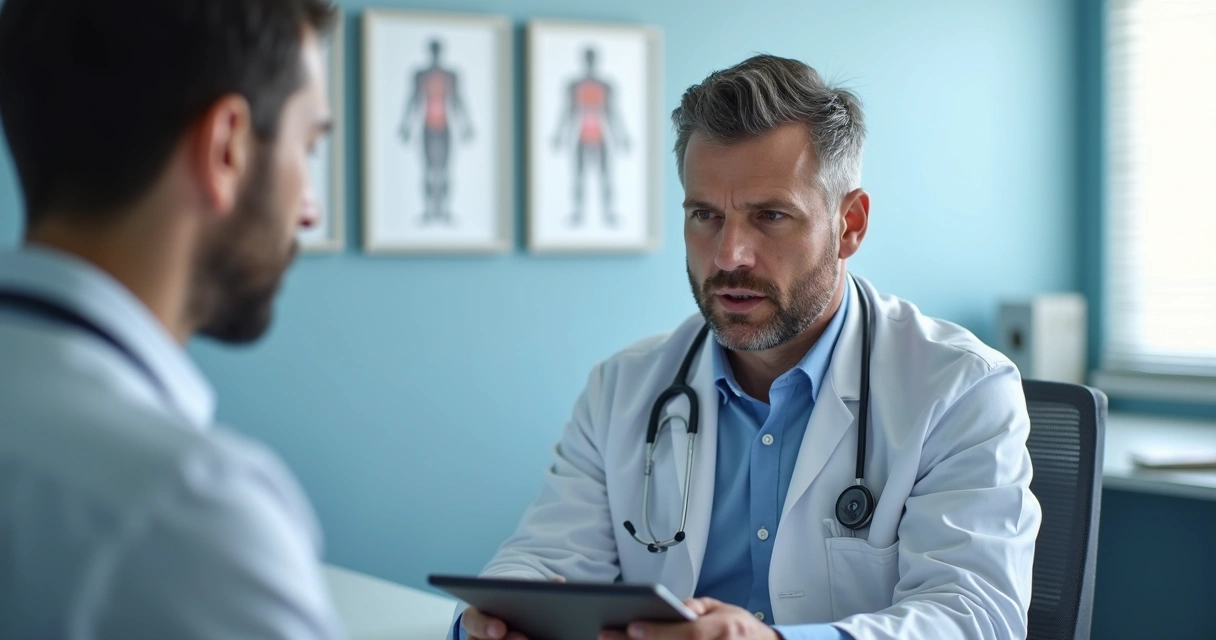 Consulta médica de saúde sexual masculina em consultório 