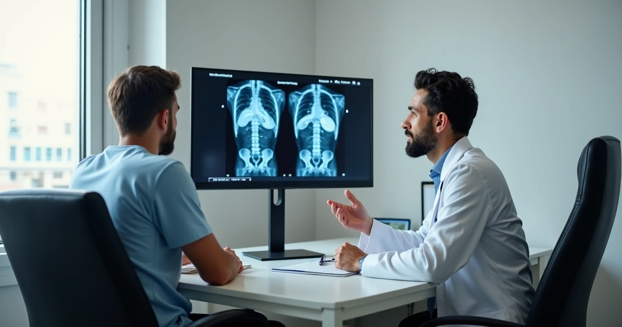Consulta médica com exame de imagem da próstata