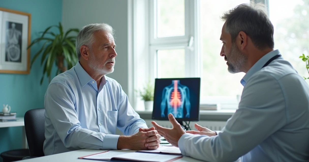 Homem em conversa com urologista durante consulta