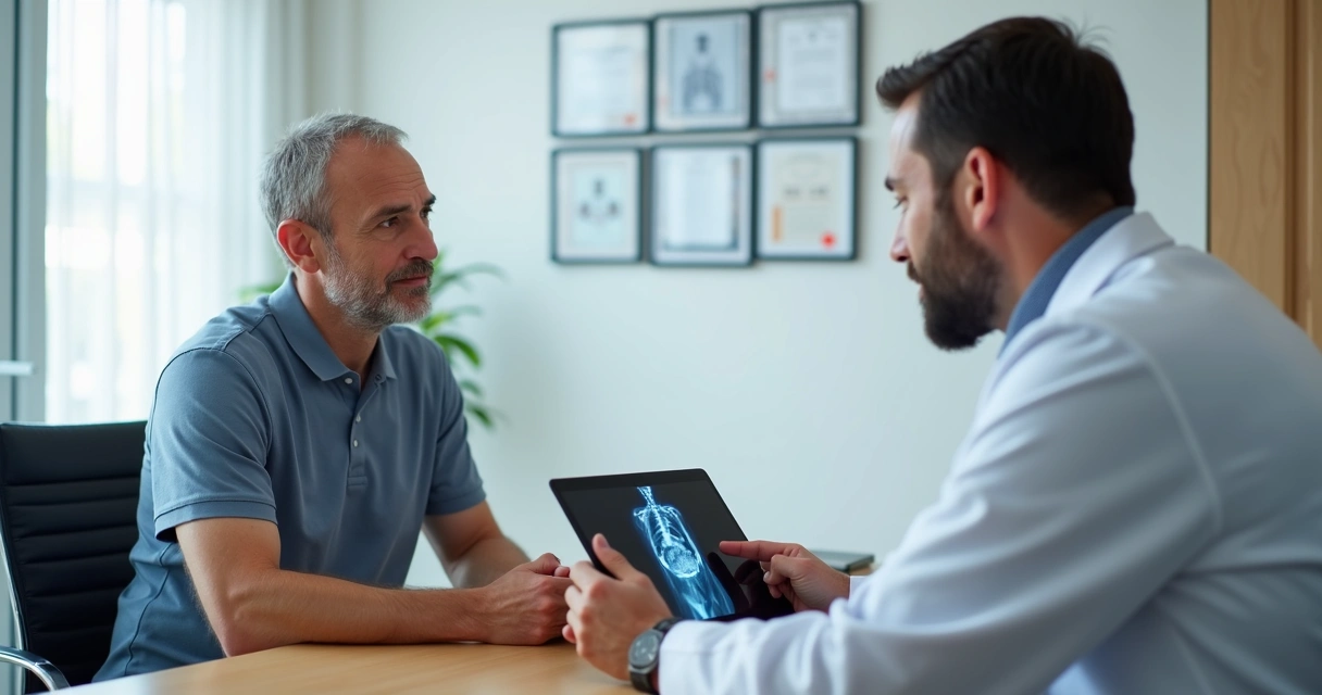 Consulta entre paciente masculino e urologista 