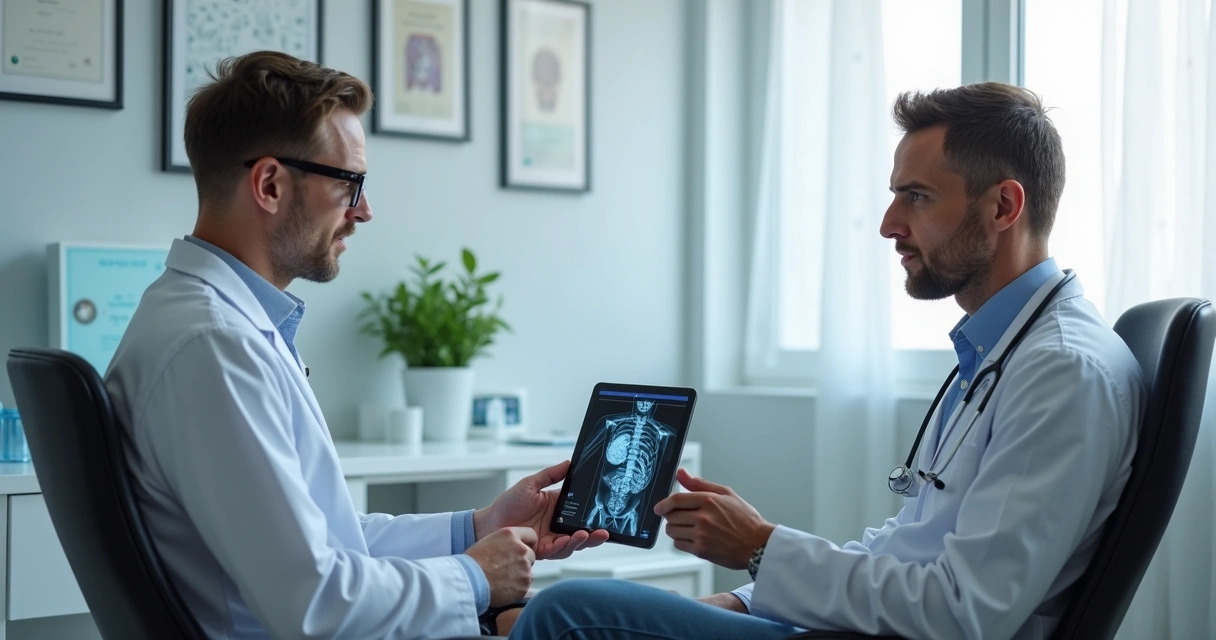 Consulta com urologista explicando saúde da próstata 