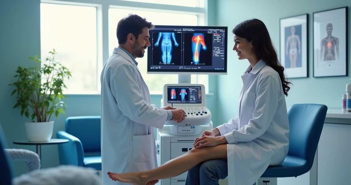 Médico vascular atendendo paciente em consultório moderno em Fortaleza 